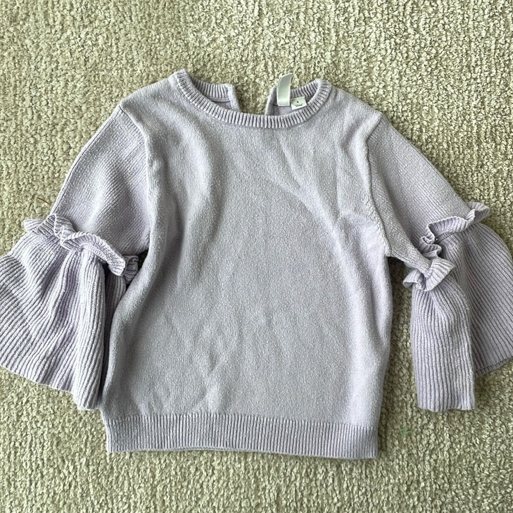 Janie and Jack purple lavender sweater with flutter sleeve 4t sweater